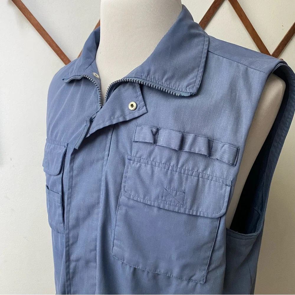 Vintage 90s Hunting Fishing Blue Utility Vest Large